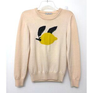 JW Anderson Lemon Fruit Graphic Intarsia Merino Wool Sweater Ivory Cream S